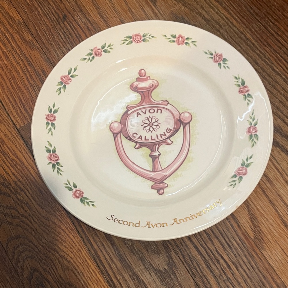 Avon Pink and Gold Anniversary Plate
